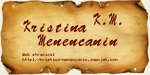 Kristina Menenćanin vizit kartica